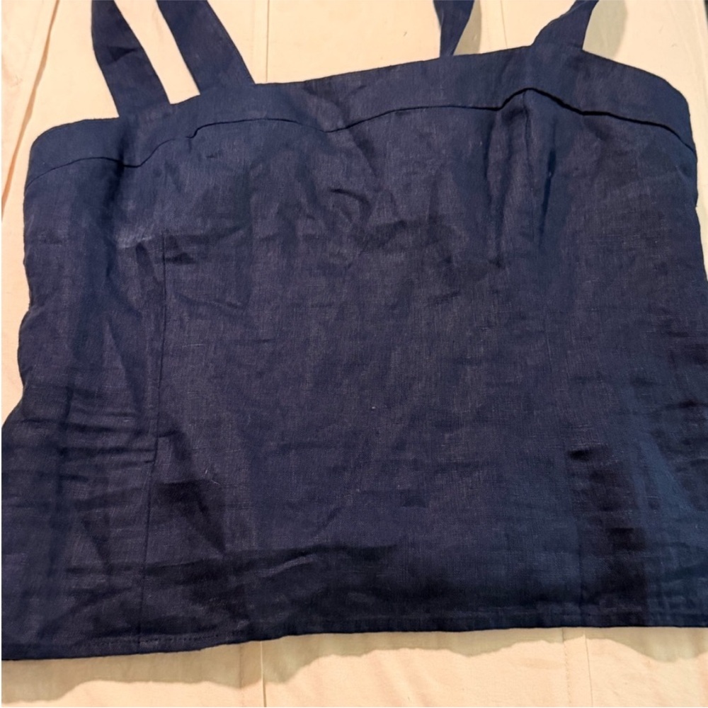 Quince Navy Linen Tank Top